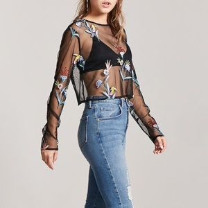 sheer embroidered top